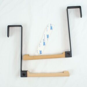 Foldable Wood Over the Door Hook Coat Hangers with Black Metal - Like NEW